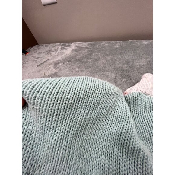 Vintage Fashion Options Sweater Women Large Pastel Geometric Knit Lace Trim Cott - Picture 8 of 13